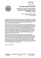 Statement by the Delegation of the United States on murder of an Ingushetian opposition and human rights activist