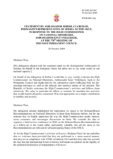 Statement by the Delegation of Serbia in response to the report by the High Commissioner on National Minorities, Ambassador Knut Vollebaek