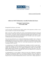 Address by the President of the OSCE Parliamentary Assembly, João Soares