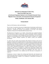 Statement by the Head of the Chairmanship OSCE Task Force, 2nd Preparatory Seminar for the 13th Economic Forum, Closing Session
