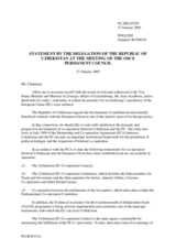 Statement by the Delegation of the Republic of Uzbekistan in response to the Vice Prime Minister and Minister for Foreign Affairs of Luxembourg, Mr. Jean Asselborn