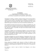 Statement made by Delegation of the Republic of Moldova on the Odessa consultations held in Ukraine 25 and 26 January and concerning the Transdnistrian conflict settlement