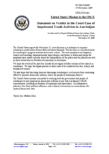Statement by the Delegation of the United States on the conviction of two Azerbaijani youth organisation members