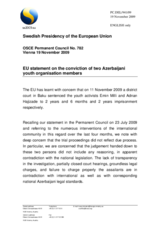Statement by the Swedish Presidency of the Council of the European Union on the conviction of two Azerbaijani youth organisation members