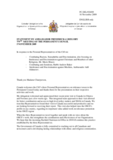Statement by the Delegation of Canada in response to the reports by the three Personal Representatives of the Chairman-in-Office for tolerance and non-discrimination