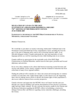 Statement by the Delegation of Canada in response to the report by the High Commissioner on National Minorities, Ambassador Knut Vollebaek
