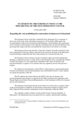 Statement by the Swedish Presidency of the Council of the European Union on the vote prohibiting the construction of minarets in Switzerland