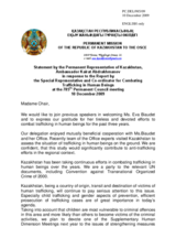 Statement by the Delegation of Kazakhstan in response to the report by the Special Representative and Coordinator for Combating Trafficking in Human Beings Eva Biaudet