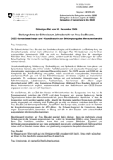 Statement by the Delegation of Switzerland in response to the report by the Special Representative and Coordinator for Combating Trafficking in Human Beings Eva Biaudet (de)