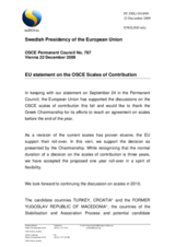 Statement by the Swedish Presidency of the Council of the European Union on the OSCE Scales of Contribution