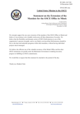 Statement by the Delegation of the United States on extension of the mandate of the OSCE Office in Minsk