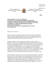 Statement by the Delegation of Canada in response to the address by the Chairman-in-Office of the OSCE, Secretary of State and Minister for Foreign Affairs of the Republic of Kazakhstan, Kanat Saudabayev