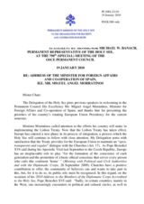 Statement by the Delegation of the Holy See in response to the address by the Minister for Foreign Affairs and Co-operation of Spain, Miguel Angel Moratinos