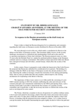 Statement by the Delegation of France in response to the proposal by the Russian Federation for a treaty on European security