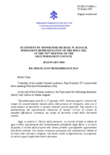 Statement by the Delegation of the Holy See on the International Day of Commemoration in Memory of the Victims of the Holocaust