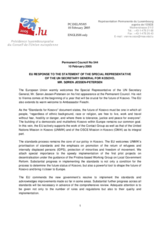 Response by the Delegation of Luxembourg/EU (with the candidate countries) to the Special Representative of the United Nations Secretary-General for Kosovo, Mr. Soren Jessen-Petersen