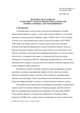 Best Practice Guide on UN Security Council Resolution (UNSCR) 1540: Export Controls and Transshipment