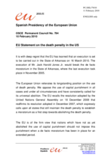 Statement by the Spanish Presidency of the Council of the European Union on the death penalty in the United States of America