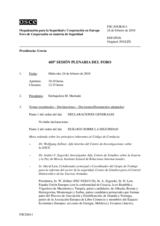 Journal of the 605th Plenary Meeting of the Forum for Security Co-operation (es)