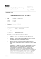 Journal of the 605th Plenary Meeting of the Forum for Security Co-operation