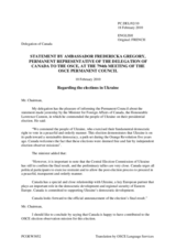 Statement by the Delegation of Canada on the presidential elections held in Ukraine on 17 January and 7 February 2010