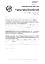 Statement by the Delegation of the United States in response to the statement by the Delegation of the Russian Federation on the freedom of the media in the United States of America