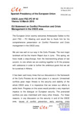 Statement by the Spanish Presidency of the Council of the European Union on Conflict Prevention and Crisis Management in the OSCE area