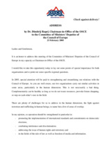 Address by OSCE Chairman-in-Office Dimitrij Rupel to the Committee of Ministers' Deputies of the Council of Europe