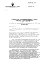 Statement by the Delegation of Sweden on Conflict Prevention and Crisis Management in the OSCE area