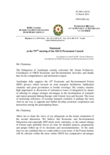 Statement by the Delegation of Azerbaijan in response to the report by the Co-ordinator of OSCE Economic and Environmental Activities, Goran Svilanovic