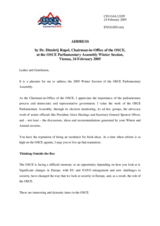 Address by OSCE Chairman-in-Office Dimitrij Rupel at the Fourth Winter Session of the OSCE Parliamentary Assembly