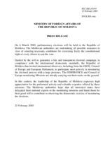 Press Release made by the Ministry of Foreign Affairs of the Republic of Moldova