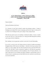 Address by OSCE Chairman-in-Office Dimitrij Rupel at the Center for Strategic and International Studies