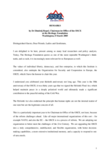 Remarks by OSCE Chairman-in-Office Dimitrij Rupel at the Heritage Foundation