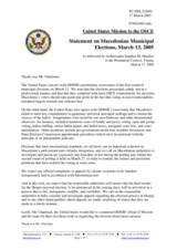 Statement by the Delegation of the United States of America on the municipal elections in the Former Yugoslav Republic of Macedonia held on 13 March 2005