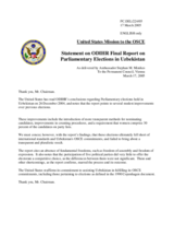 Statement by the Delegation of the United States of America on the ODIHR final report on the parliamentary elections in Uzbekistan held on 26 December 2004