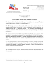 Statement by the Delegation of Luxembourg/EU (with the candidate countries Bulgaria, Croatia, Romania and Turkey in alignment) on the current developments in Kosovo