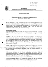 Position paper by the Ministry of Education and Research of Romania