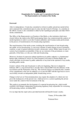 OSCE Analysis and comments on Law on Croatian Radio-Television and Law on Telecommunications