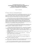 Statement by Felice Gaer, Chairperson of the US Commission on International Religious Freedom