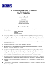 Participant information, Conference on Discrimination, Racism and Xenophobia