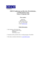 Media information, Conference on Discrimination, Racism and Xenophobia