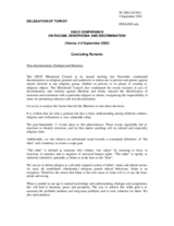 Remarks and recommendations by the delegation of Turkey, closing session