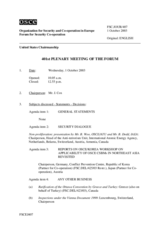 Journal of the 401st Plenary Meeting of the Forum for Sercurity Co-operation