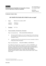 Journal of the 402nd Plenary Meeting of the Forum for Security and Co-operation/Corrected reissue (es)