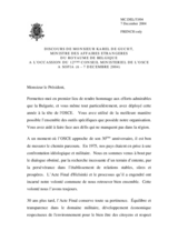 Discours de monsieur Karel de Gucht, Ministre des affaires étrangères du royaume de Belgique