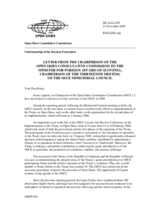 Letter from the Chairperson of the Open Skies Consultative Commission
