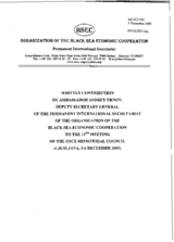 Contribution by the Deputy Secretary General of the Organization of the Black Sea Economic Cooperation