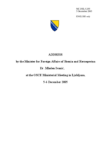 Address by the Minister of Foreign Affairs of Bosnia and Hezegovina