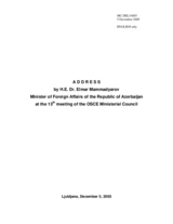 Address by the Minister of Foreign Affairs of the Republic of Azerbaijan